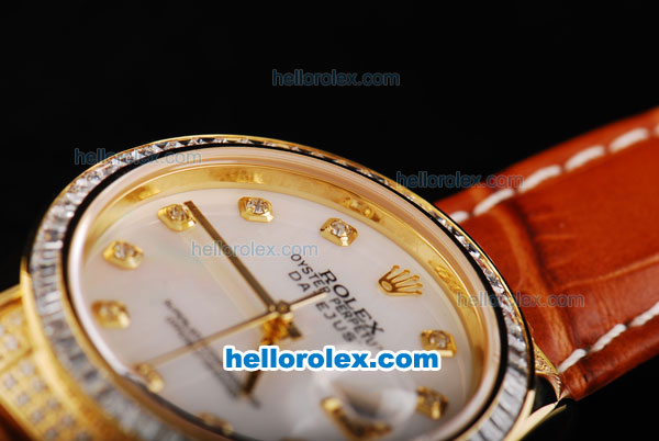 Rolex Datejust Automatic Movement ETA Coating Case with White Dial-Diamond Bezel - Click Image to Close